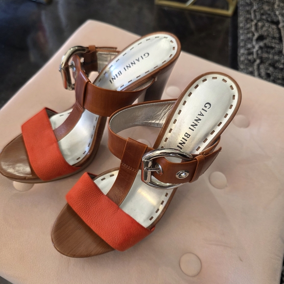 Gianni Bini Orange and Tan Heeled Sandals - Picture 2 of 5